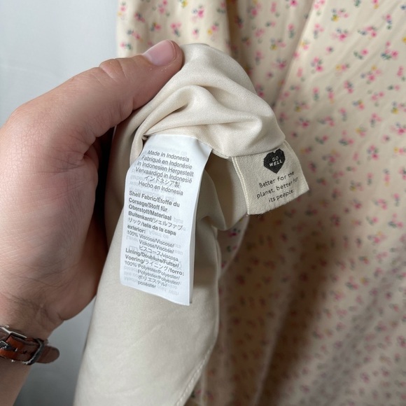 Madewell Microfloral Flutter Sleeve Mini Dress Cream Pink Size 0 - Picture 16 of 16